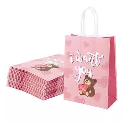 Valentines Kraft Paper Handbag CMYK Kraft White Paper Gift Bag ديبوسing