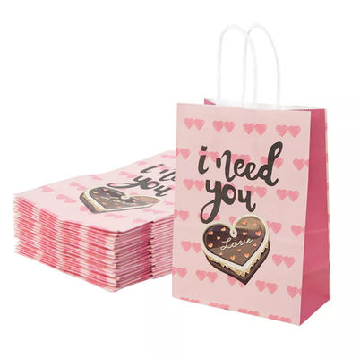 Valentines Kraft Paper Handbag CMYK Kraft White Paper Gift Bag ديبوسing