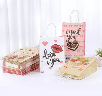 Valentines Kraft Paper Handbag CMYK Kraft White Paper Gift Bag ديبوسing