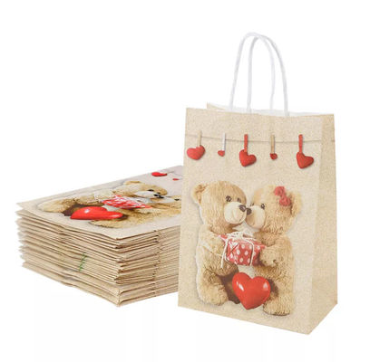 Valentines Kraft Paper Handbag CMYK Kraft White Paper Gift Bag ديبوسing