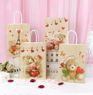 Valentines Kraft Paper Handbag CMYK Kraft White Paper Gift Bag ديبوسing