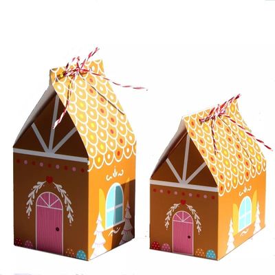 علب هدايا عيد الميلاد على شكل منزل للورق المقوى القابل للتصرف الحلوى